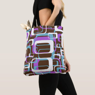 Bolso De Tela Patrón retro púrpura marrón 60