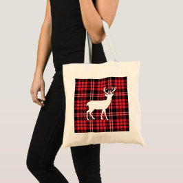 Bolso De Tela Patrón rojo de artán Navidades blancos Deer Stag