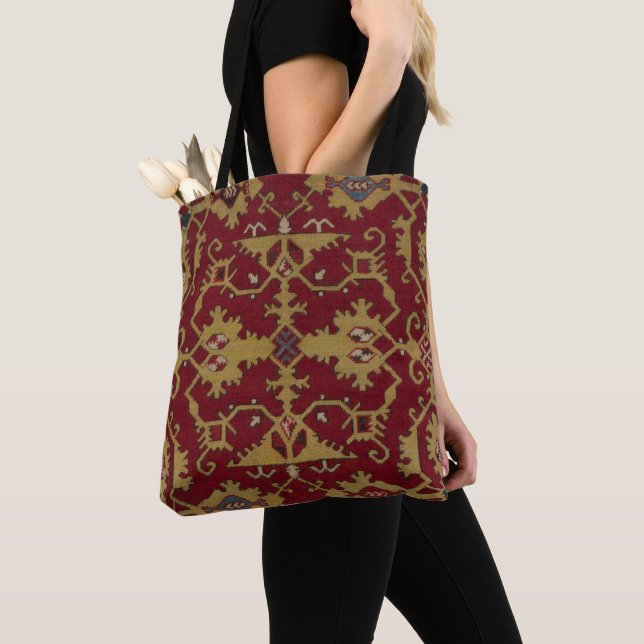 Bolso De Tela Patrón rojo persa geométrico oriental antiguo (Detalle)