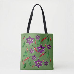 Bolso De Tela Patrón rojo, verde de pimientos calientes
