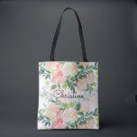 Bolso De Tela patrón romántico de flores acuáticas<br><div class="desc">bolsa personalizada con patrón de flores acuarelas</div>
