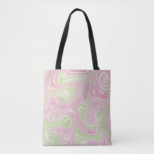 Bolso De Tela Patrón rosa Verde De Swirl Líquido (Anverso)