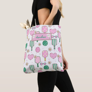 Bolso De Tela Patrón rosa y verde personalizado del baloncesto
