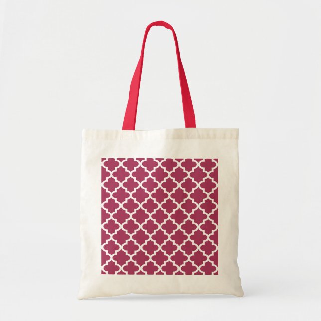 Bolso De Tela Patrón Sangria Red Moroccan Tile Trellis (Frente)