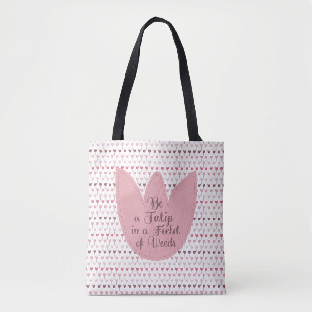 Bolso De Tela Patrón Simple de Tulipán Rosa (Anverso)
