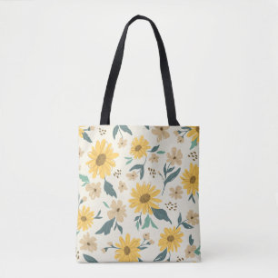 Bolso De Tela Patrón sin costuras de girasol. La margarita amari