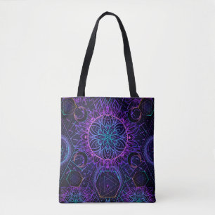 Bolso De Tela Patrón sin fisuras de geometría sagrada. Símbolos