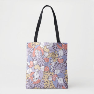 Bolso De Tela Patrón sin fisuras tropicales con orquídea y monst