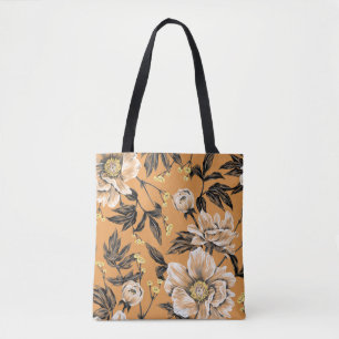 Bolso De Tela Patrón sin foco con flores.art,floral,patrón,c