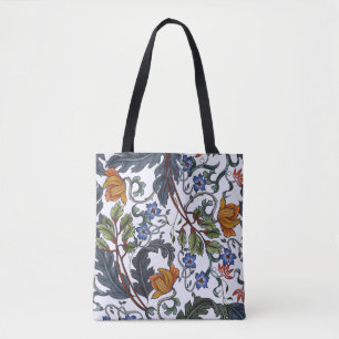 Bolso De Tela Patrón sin foco con flores de estilo art deco. M