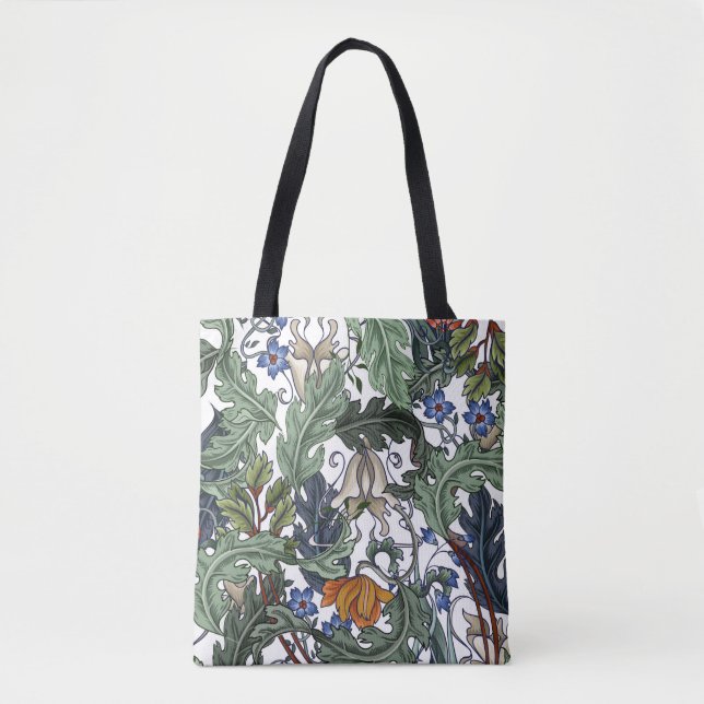 Bolso De Tela Patrón sin foco con flores de estilo art deco. M (Anverso)