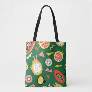 Bolso De Tela Patrón sin foco con frutos tropicales