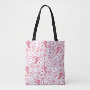 Bolso De Tela Patrón sin foco con hierbas de flores de primavera