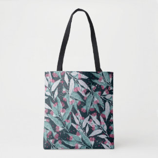 Bolso De Tela Patrón sin foco con hojas de eucalipto y flor