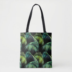 Bolso De Tela Patrón sin foco con hojas tropicales de palma. Wat