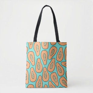 Bolso De Tela Patrón sin foco con papayas dibujadas a mano.