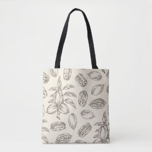 Bolso De Tela Patrón sin foco con pecan: nueces de pecan y hojas