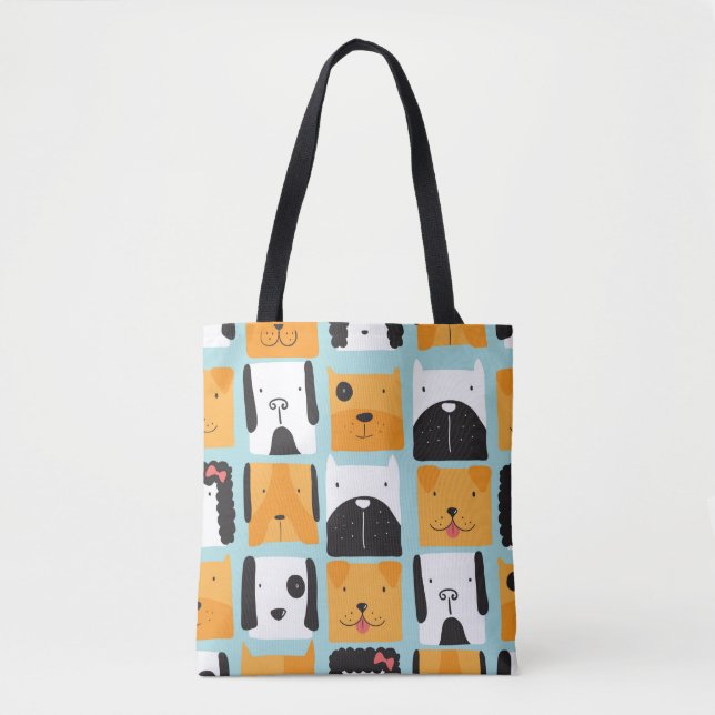 Bolso De Tela Patrón sin foco con perros lindos.  (Anverso)