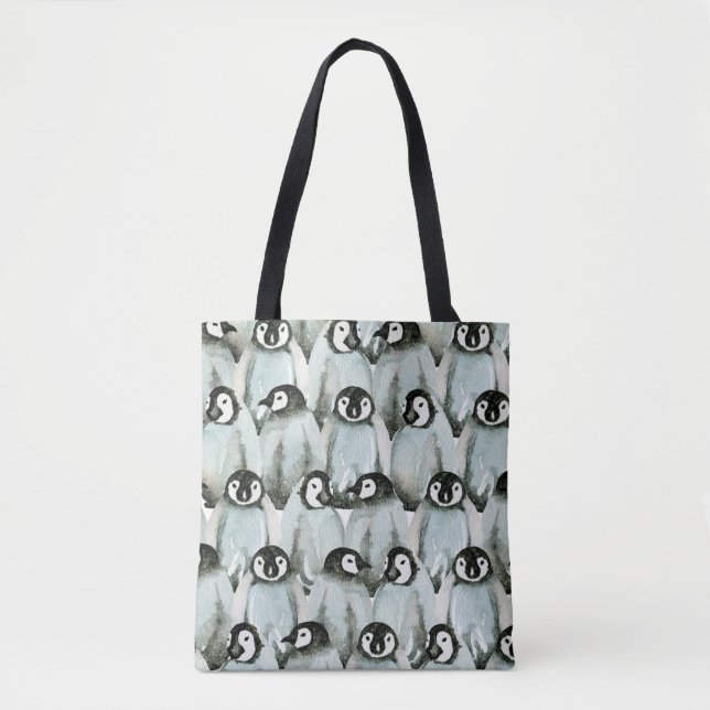 Bolso De Tela Patrón sin foco con pingüinos lindos (Anverso)