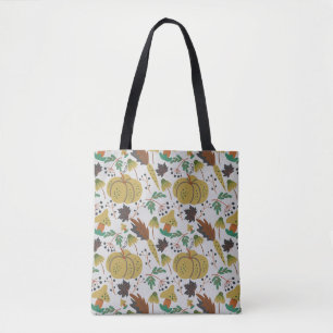 Bolso De Tela Patrón sin foco de calabazas tropicales y zanahori