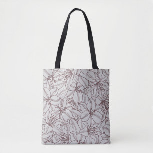 Bolso De Tela Patrón sin foco de flores de lirios vintage. Mano 