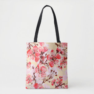 Bolso De Tela Patrón sin foco de flores de primavera u