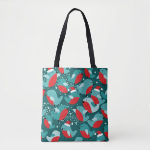 Bolso De Tela Patrón sin foco de los navidades con aves de bullf