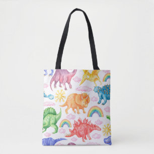Bolso De Tela Patrón sin foco que representa dinosaurios de colo
