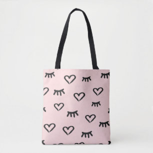 Bolso De Tela Patrón sin inconvenientes con corazones y ojos ce