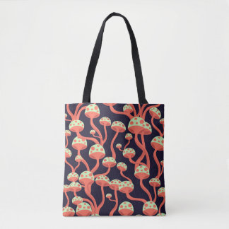 Bolso De Tela Patrón sin problemas de hongos de gráficos de vint