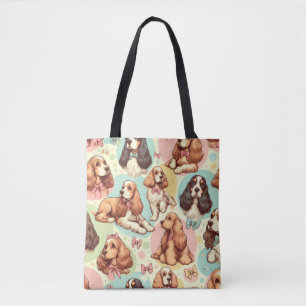 Bolso De Tela Patrón sin soldadura de Cute Vintage Cocker Spanie