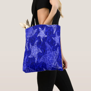 Bolso De Tela Patrón Starfish Azul