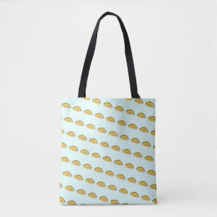 Bolso De Tela Patrón Taco Kawaii Sonriente Adorable