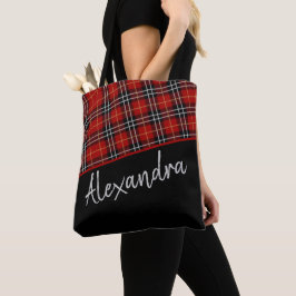 Bolso De Tela Patrón tartán escocés rojo personalizado