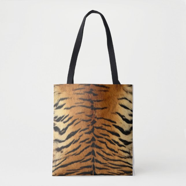 Bolso De Tela Patrón textil de tigre marrón y negro (Anverso)