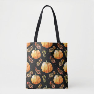 Bolso De Tela Patrón transparente de acuarela con calabaza