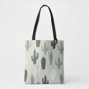 Bolso De Tela Patrón transparente de cactus, fondo con mano d