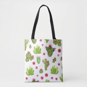 Bolso De Tela Patrón transparente de cactus pintados a mano con