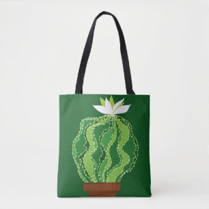Bolso De Tela Patrón transparente de cactus verdes abstractos