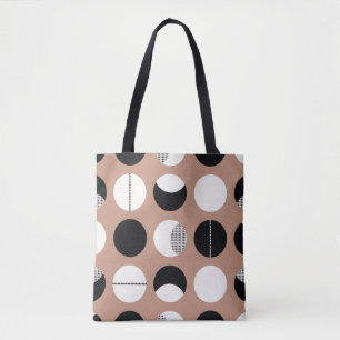 Bolso De Tela Patrón transparente de círculos negros y blancos