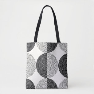 Bolso De Tela Patrón transparente de círculos negros y blancos