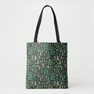 Bolso De Tela Patrón transparente de plantas verdes