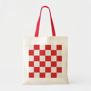 Bolso De Tela Patrón trenzado rojo y blanco