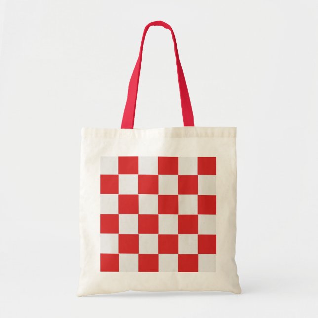 Bolso De Tela Patrón trenzado rojo y blanco (Frente)
