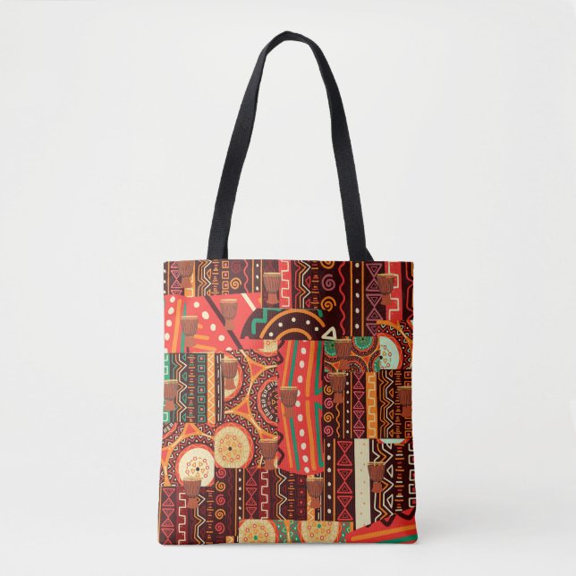 Bolso De Tela Patrón tribal afrocéntrico de Kente (Anverso)