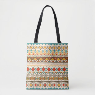 Bolso De Tela Patrón tribal azteca en rayas, ilustraciones vinta