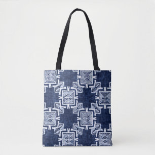 Bolso De Tela Patrón tribal de color denim sin fisuras