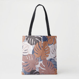 Bolso De Tela Patrón tropical con hojas de monstera exótica