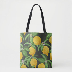 Bolso De Tela Patrón Tropical de Limón Vintage