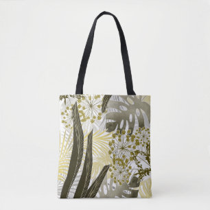 Bolso De Tela Patrón tropical hojas de palma monstera exóticas